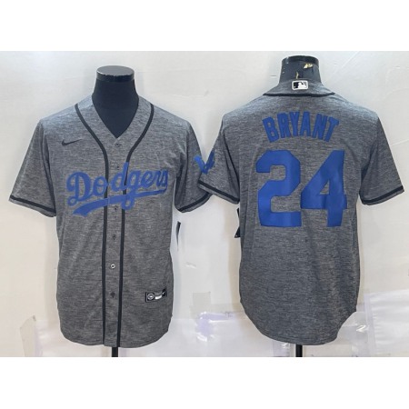Men's Los Angeles Dodgers #24 Kobe Bryant Grey Cool Base Stitched Jersey