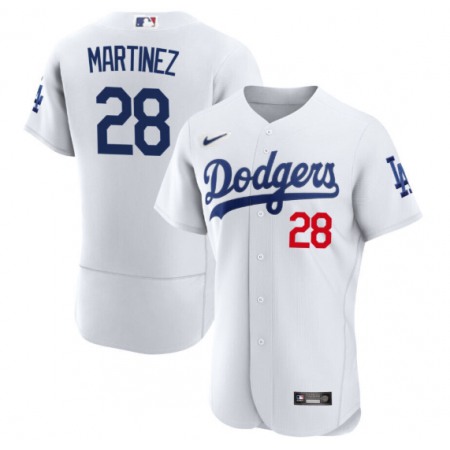 Men's Los Angeles Dodgers #28 J.D. Martinez White Flex Base Stitched Baseball Jersey