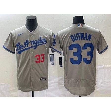 Men's Los Angeles Dodgers #33 James Outman Gray Flex Base Stitched Baseball Jersey
