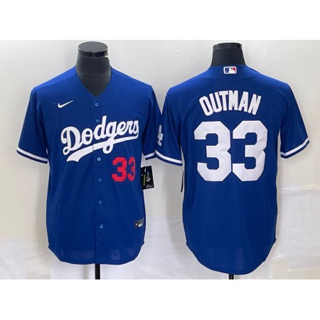 Men's Los Angeles Dodgers #33 James Outman Royal Cool Base Stitched Baseball Jersey