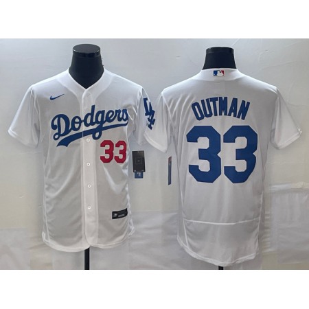 Men's Los Angeles Dodgers #33 James Outman White Flex Base Stitched Baseball Jersey