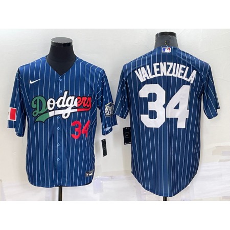 Men's Los Angeles Dodgers #34 Toro Valenzuela Navy Mexico World Series Cool Base Stitched Baseball Jersey