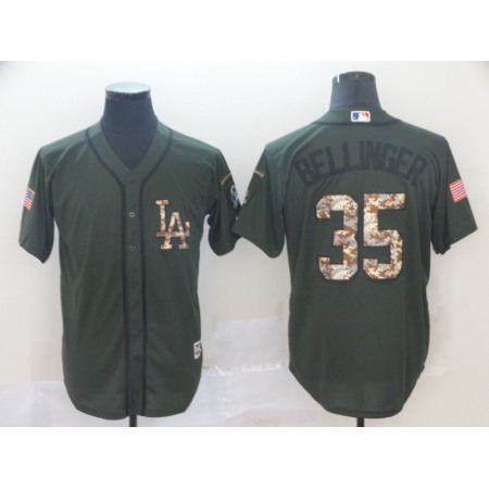 Men's Los Angeles Dodgers #35 Cody Bellinger Green Salute To Service Cool Base Stitched MLB Jersey