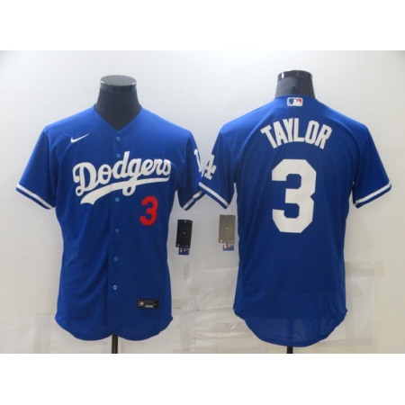 Men's Los Angeles Dodgers #3 Chris Taylor Blue Flex Base Stitched Jersey