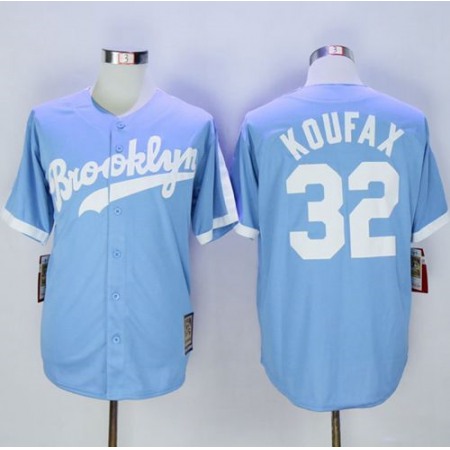 Mitchell And Ness Dodgers #32 Sandy Koufax Light Blue Throwback Stitched MLB Jersey