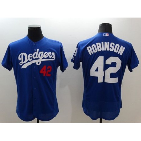 Dodgers #42 Jackie Robinson Blue Flexbase Authentic Collection Stitched MLB Jersey