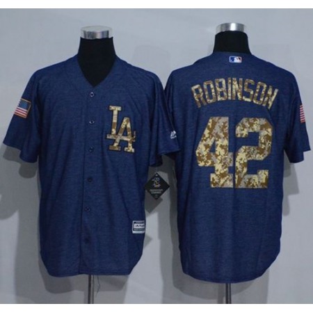 Dodgers #42 Jackie Robinson Denim Blue Salute to Service Stitched MLB Jersey