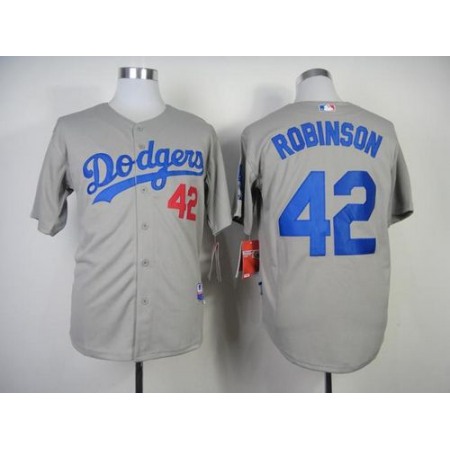 Dodgers #42 Jackie Robinson Grey Cool Base Stitched MLB Jersey
