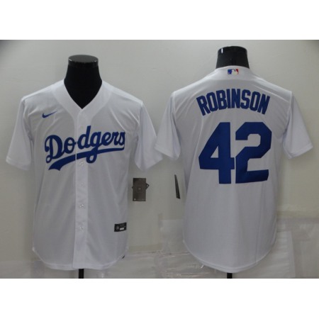 Men's Los Angeles Dodgers #42 Jackie Robinson White Cool Base Stitched Jersey