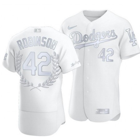 Men's Los Angeles Dodgers #42 Jackie Robinson White Flex Base Sttiched Jersey