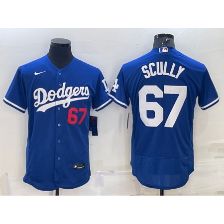 Men's Los Angeles Dodgers #67 Vin Scully Blue Flex Base Stitched Baseball Jersey