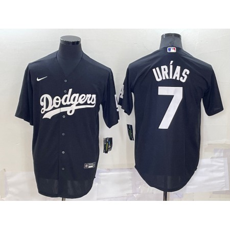 Men's Los Angeles Dodgers #7 Julio Urias Black Cool Base Stitched Jersey