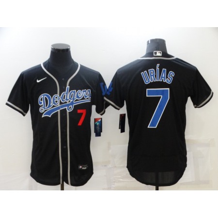 Men's Los Angeles Dodgers #7 Julio Urias Black Flex Base Sttiched Jersey