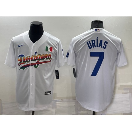 Men's Los Angeles Dodgers #7 Julio Urias White Cool Base Stitched Baseball Jersey