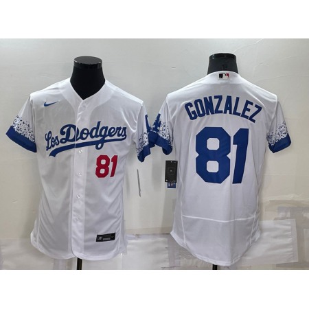 Men's Los Angeles Dodgers #81 Victor Gonzalez White City Connect Flex Base Stitched Baseball Jersey