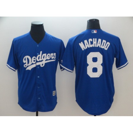 Men's Los Angeles Dodgers #8 Manny Machado Royal Cool Base Player Stitched MLB Jersey