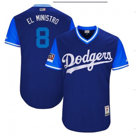 Men's Los Angeles Dodgers #8 Manny Machado "El Ministro" Majestic Royal Players Weekend Authentic Stitched MLB Jersey
