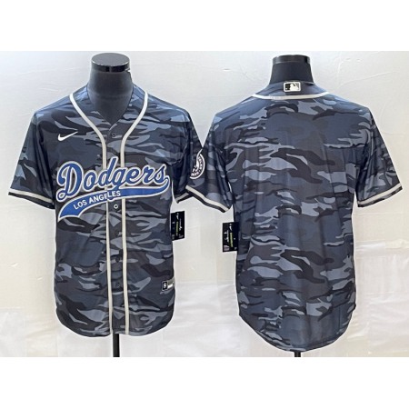 Men's Los Angeles Dodgers Blank Gray Camo Cool Base With Patch Stitched Baseball Jersey