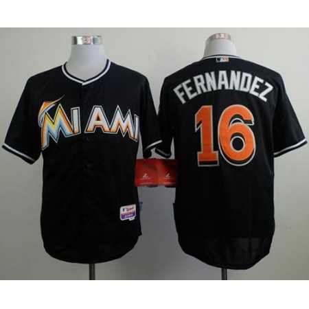marlins #16 Jose Fernandez Black Alternate 2 Stitched MLB Jersey