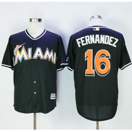 marlins #16 Jose Fernandez Black New Cool Base Stitched MLB Jersey