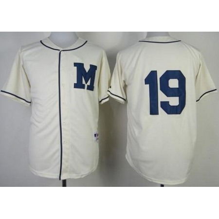 Brewers #19 Robin Yount Cream 1913 Turn Back The Clock Stitched MLB Jersey