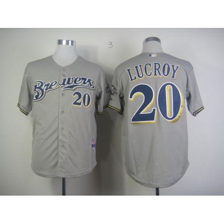 Brewers #20 Jonathan Lucroy Grey Cool Base Stitched MLB Jersey