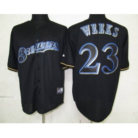 Brewers #23 Rickie Weeks Black Fashion Stitched MLB Jersey