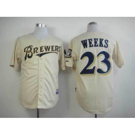 Brewers #23 Rickie Weeks Cream YOUNinorm Cool Base Stitched MLB Jersey