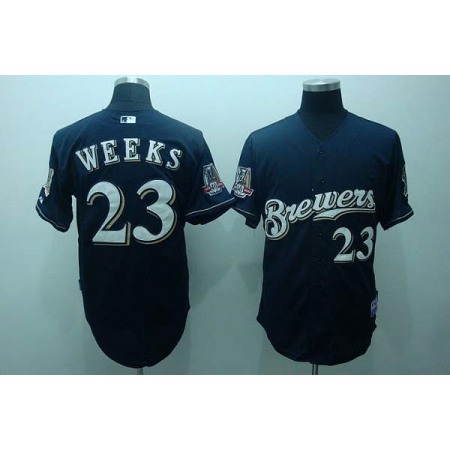 Brewers #23 Rickie Weeks Stitched Blue MLB Jersey