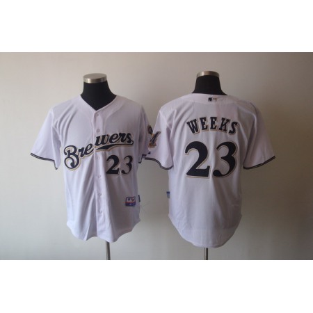 Brewers #23 Rickie Weeks Stitched White MLB Jersey