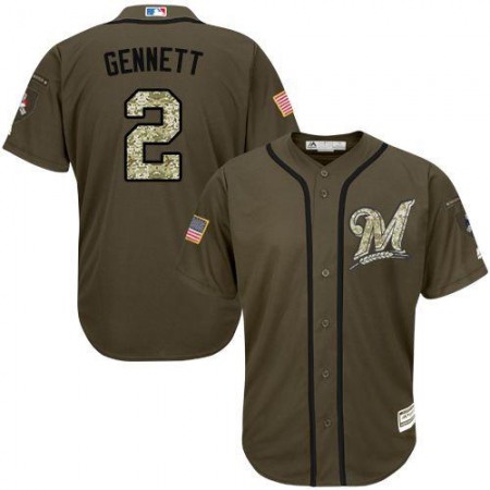 Brewers #2 Scooter Gennett Green Salute to Service Stitched MLB Jersey