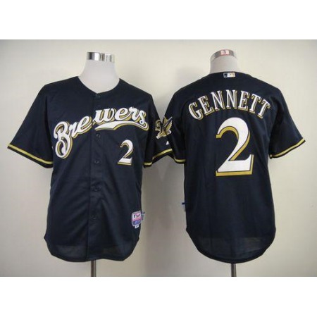 Brewers #2 Scooter Gennett Navy Blue Alternate Cool Base Stitched MLB Jersey