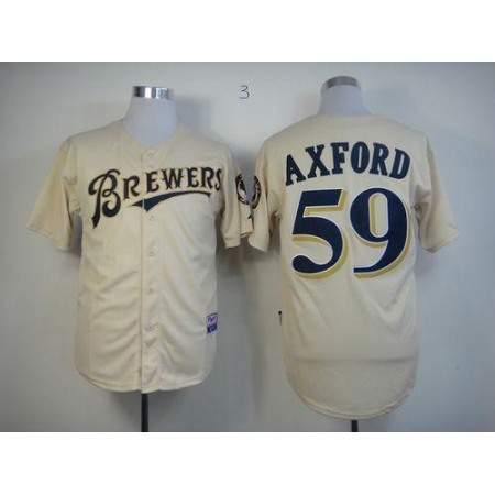 Brewers #59 John Axford Cream YOUNinorm Cool Base Stitched MLB Jersey
