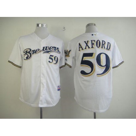 Brewers #59 John Axford White Cool Base Stitched MLB Jersey
