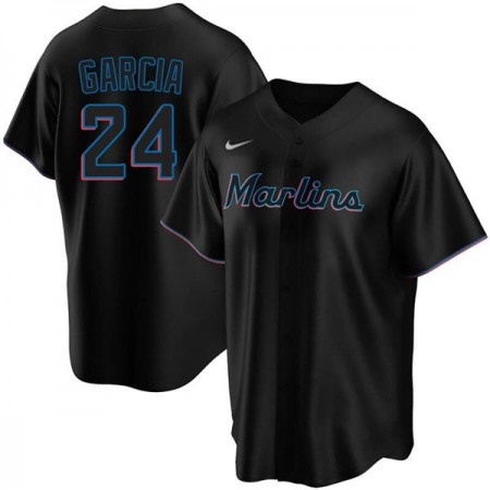 Men's Miami Marlins #24 Avisail Garcia Black Cool Base Stitched Jersey