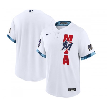 Men's Miami Marlins Blank 2021 White All-Star Cool Base Stitched MLB Jersey