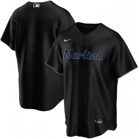 Men's Miami Marlins Blank Black Cool Base Stitched Jersey