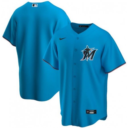 Men's Miami Marlins Blank Blue Cool Base Stitched Jersey