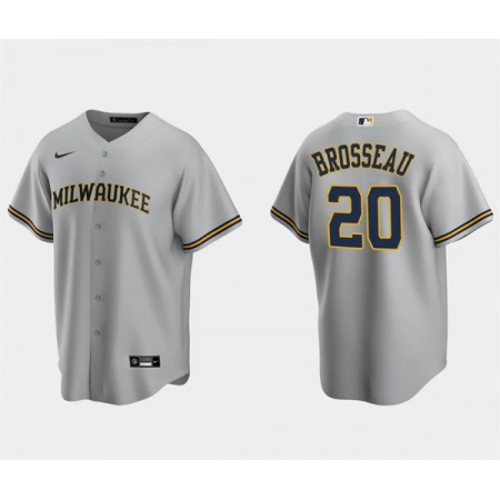 Men's Milwaukee Brewers #20 Mike Brosseau Grey Cool Base Stitched Jersey