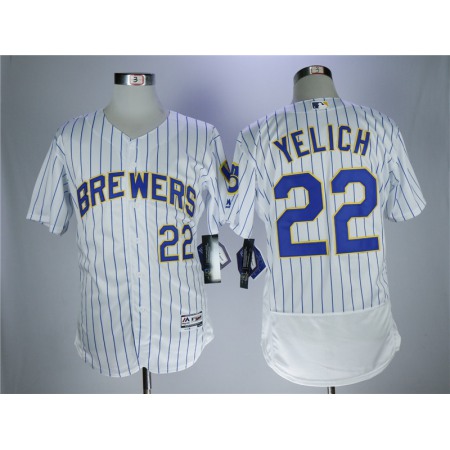 Men's Milwaukee Brewers #22 Christian Yelich White Flexbase Stitched MLB Jersey