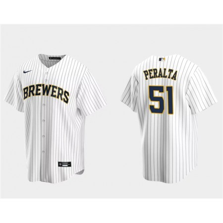 Men's Milwaukee Brewers #51 Freddy Penalta White Cool Base Stitched Jersey