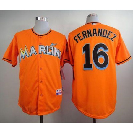 marlins #16 Jose Fernandez Orange Alternate 1 Stitched MLB Jersey