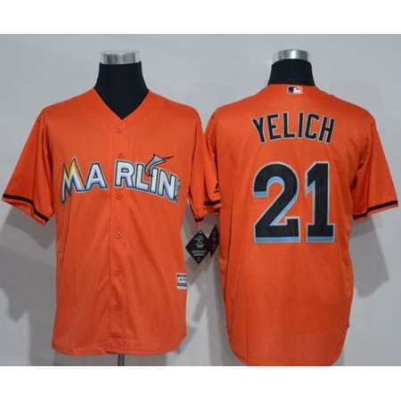 marlins #21 Christian Yelich Orange New Cool Base Stitched MLB Jersey
