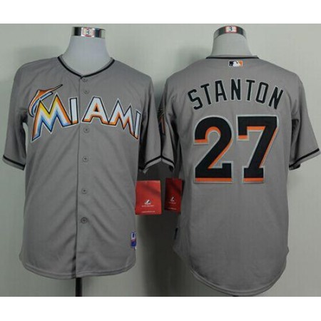marlins #27 Giancarlo Stanton Grey 2012 Road Stitched MLB Jersey