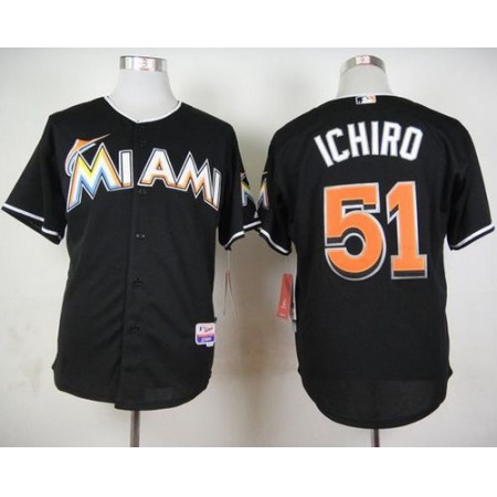 marlins #51 ichiro Suzuki Black Cool Base Stitched MLB Jersey