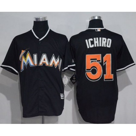 marlins #51 ichiro Suzuki Black New Cool Base Stitched MLB Jersey
