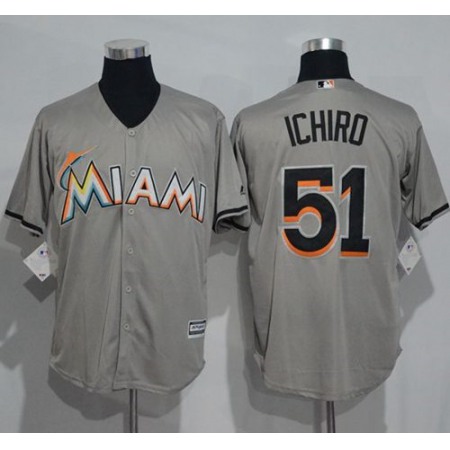 marlins #51 ichiro Suzuki Grey New Cool Base Stitched MLB Jersey