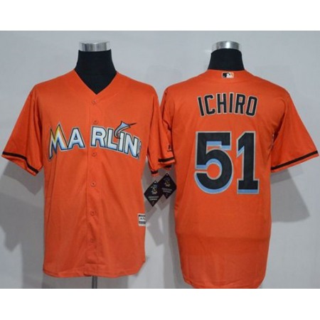 marlins #51 ichiro Suzuki Orange New Cool Base Stitched MLB Jersey