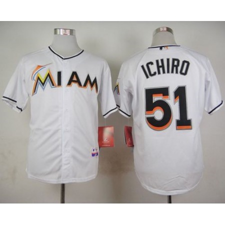 marlins #51 ichiro Suzuki White Cool Base Stitched MLB Jersey