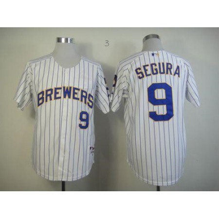 Brewers #9 Jean Segura White (blue strip) Stitched MLB Jersey